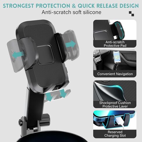 حامل أكواب مطور 2 في 1 من SEVEN SPARTA لحامل أكواب السيارة وقاعدة قابلة للتعديل مع حامل كوب قابل للدوران 360 درجة للسيارة متوافق مع iPhone Samsung Galaxy جميع الهواتف الذكية in Kuwait