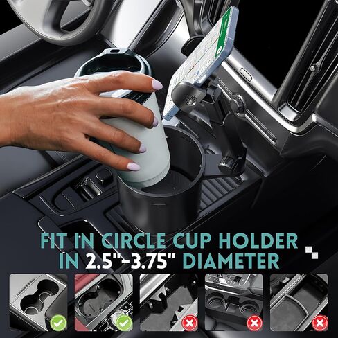 حامل أكواب مطور 2 في 1 من SEVEN SPARTA لحامل أكواب السيارة وقاعدة قابلة للتعديل مع حامل كوب قابل للدوران 360 درجة للسيارة متوافق مع iPhone Samsung Galaxy جميع الهواتف الذكية in Kuwait