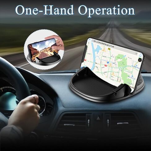 NGHEY قطعة واحدة من حامل هاتف السيارة، حامل هاتف على لوحة قيادة السيارة قابل للدوران 360 درجة، حامل هاتف من السيليكون المضاد للانزلاق، متوافق مع هواتف iPhone وSamsung والهواتف الذكية Android وأجهزة GPS (أسود) in Kuwait