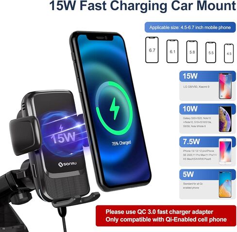 حامل شاحن سيارة لاسلكي من Sonru ، حامل هاتف مزود بفتحة تهوية تلقائية in Kuwait