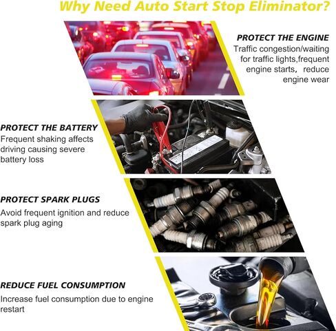 BASIKER ترقية مزيل إيقاف التشغيل التلقائي متوافق مع 2018-2023 Jeep Wrangler JL JLU Gladiator Stop Start Engine System A-Off حذف/تعطيل/إلغاء كابل الجهاز (لا يناسب 4XE) in Kuwait