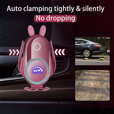 Wireless Car Charger Mount, Auto-Clamping Cute Pink in Kuwait