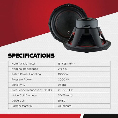 AudioPipe TXX-BDC2-12 12 Inch 1500 Watt High Performance Powerful 4 Ohm DVC Vehicle Car Audio Subwoofer Speaker System, Black in Saudi Arabia