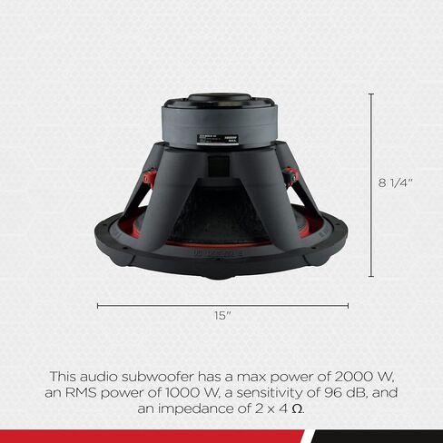 AudioPipe TXX-BDC2-12 12 Inch 1500 Watt High Performance Powerful 4 Ohm DVC Vehicle Car Audio Subwoofer Speaker System, Black in Saudi Arabia