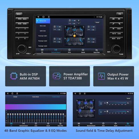 ستيريو سيارة Eonon Android 10، CarPlay & Android Auto Car Stereo، راديو سيارة 7 بوصة متوافق مع BMW 5 Series 1995-2002 (E39)، DSP مدمج، بلوتوث 5.0-Q49SE in Saudi Arabia