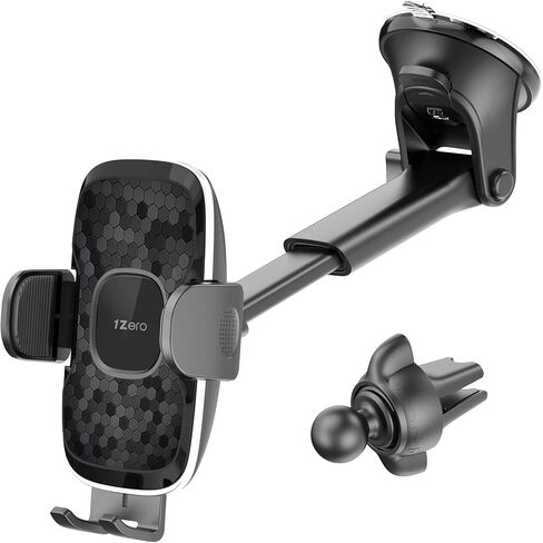 1زيرو حامل هاتف للسيارة [شديد التحمل بشفط] حامل هاتف للسيارة يثبت على لوحة العدادات والزجاج الامامي وفتحة التهوية [حافظة سميكة ومناسب للجوال الكبير] حامل هاتف خلوي 3 في 1 لهاتف ايفون وسامسونج وجميع in Kuwait