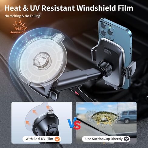 1زيرو حامل هاتف للسيارة [شديد التحمل بشفط] حامل هاتف للسيارة يثبت على لوحة العدادات والزجاج الامامي وفتحة التهوية [حافظة سميكة ومناسب للجوال الكبير] حامل هاتف خلوي 3 في 1 لهاتف ايفون وسامسونج وجميع in Kuwait