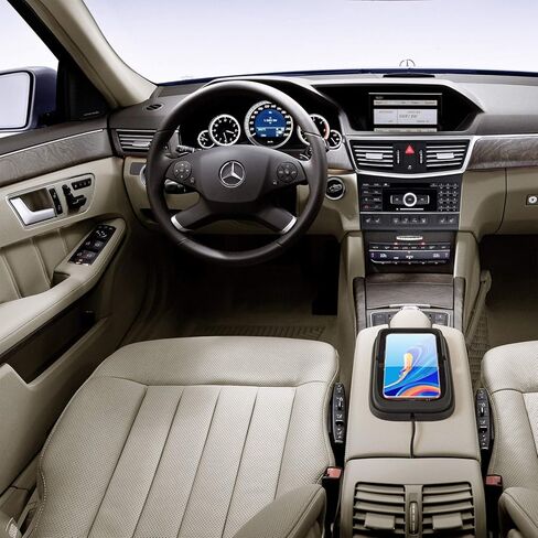 شاحن سيارة لاسلكي، JE Make IT Simple 10 واط قاعدة شحن للهاتف الخلوي حامل لوحة شحن لاسلكي غير قابل للانزلاق لهاتف iPhone 15/14/13/12 Pro Max، Samsung S23/22/S21/S10 (كابل 55 بوصة)، أسود in Kuwait