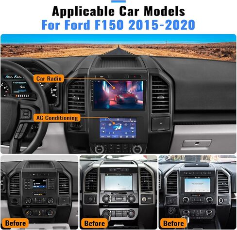 Android 11 Car Stereo Radio for Ford F150 2015-2020 with Wireless CarPlay Android Auto Dual Screen 2+32GB 9" Touch Screen Car Radio with Backup Camera GPS Navigation HiFi Bluetooth FM Audio Receiver in Saudi Arabia