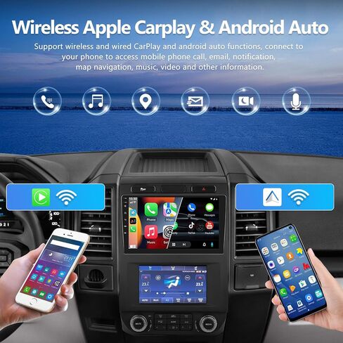 Android 11 Car Stereo Radio for Ford F150 2015-2020 with Wireless CarPlay Android Auto Dual Screen 2+32GB 9" Touch Screen Car Radio with Backup Camera GPS Navigation HiFi Bluetooth FM Audio Receiver in Saudi Arabia