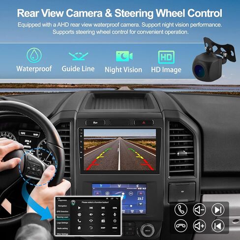 Android 11 Car Stereo Radio for Ford F150 2015-2020 with Wireless CarPlay Android Auto Dual Screen 2+32GB 9" Touch Screen Car Radio with Backup Camera GPS Navigation HiFi Bluetooth FM Audio Receiver in Saudi Arabia
