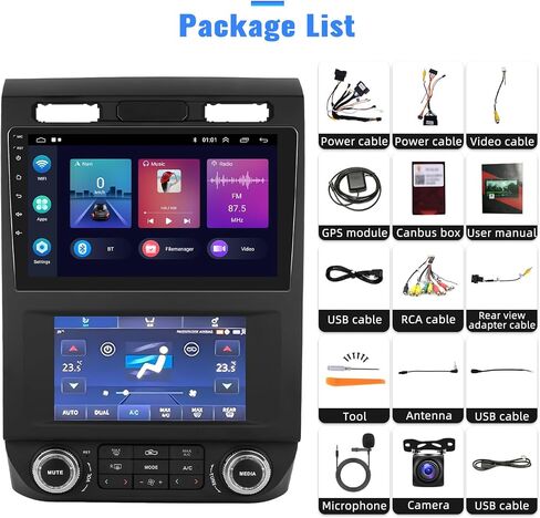 Android 11 Car Stereo Radio for Ford F150 2015-2020 with Wireless CarPlay Android Auto Dual Screen 2+32GB 9" Touch Screen Car Radio with Backup Camera GPS Navigation HiFi Bluetooth FM Audio Receiver in Saudi Arabia