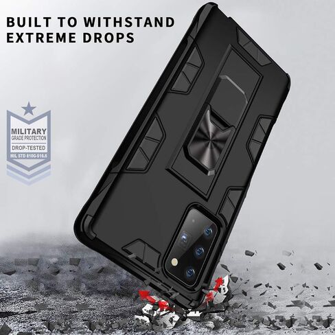 Samsung Galaxy Note 20 Case Note 20 5G Case Military Grade Shockproof with Kickstand Stand Built-in Magnetic Car Mount Armor Heavy Duty Protective Case for Galaxy Note 20 5G Phone Case (Black) in Kuwait