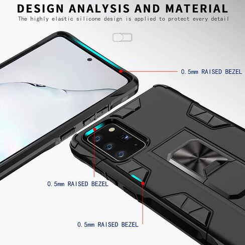 Samsung Galaxy Note 20 Case Note 20 5G Case Military Grade Shockproof with Kickstand Stand Built-in Magnetic Car Mount Armor Heavy Duty Protective Case for Galaxy Note 20 5G Phone Case (Black) in Kuwait