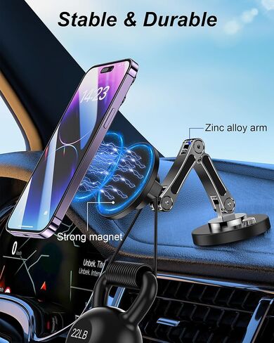 Magnetic Phone Holder for Car, Universal Phone Mount for Car with Adhesive, 360° Rotatable Zinc Alloy Handsfree Car Mount for Windshield Dashboard, Car Cell Phone Stand for iPhone(Not a Charger) in Kuwait