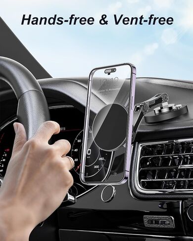 Magnetic Phone Holder for Car, Universal Phone Mount for Car with Adhesive, 360° Rotatable Zinc Alloy Handsfree Car Mount for Windshield Dashboard, Car Cell Phone Stand for iPhone(Not a Charger) in Kuwait