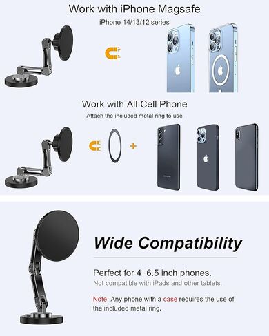 Magnetic Phone Holder for Car, Universal Phone Mount for Car with Adhesive, 360° Rotatable Zinc Alloy Handsfree Car Mount for Windshield Dashboard, Car Cell Phone Stand for iPhone(Not a Charger) in Kuwait