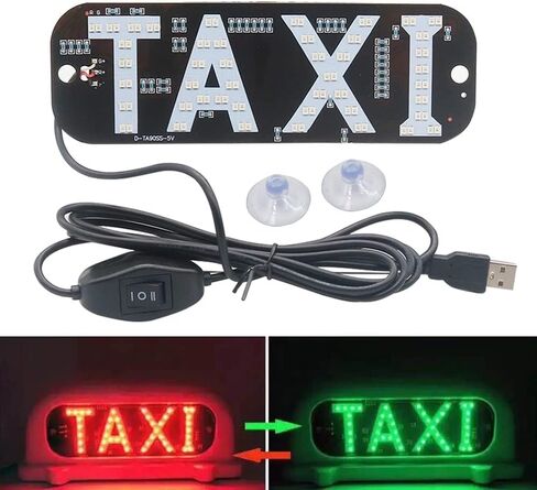 ديكور لافتة LED YSY، خطاف وامض USB قابل للتغيير بلونين على نافذة السيارة مع مصباح إضاءة سيارة أجرة ملحق للسيارة DC 5V (أحمر وأخضر، مفتاح USB) in Kuwait