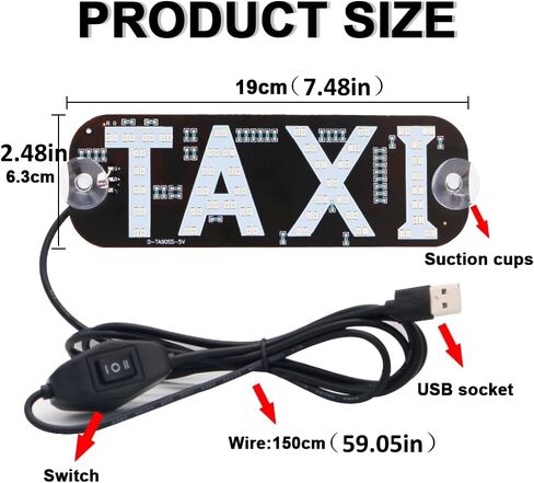 ديكور لافتة LED YSY، خطاف وامض USB قابل للتغيير بلونين على نافذة السيارة مع مصباح إضاءة سيارة أجرة ملحق للسيارة DC 5V (أحمر وأخضر، مفتاح USB) in Kuwait