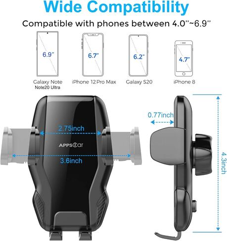 APPS2Car Car Phone Holder Mount, Universal Dashboard Windshield Phone Mount for Car, Sturdy Suction Cup Phone Holder with Strong Sticky Gel, Compatible with iPhone, Samsung and All 4-7 inch Phones in Kuwait