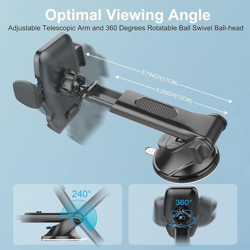 APPS2Car Car Phone Holder Mount, Universal Dashboard Windshield Phone Mount for Car, Sturdy Suction Cup Phone Holder with Strong Sticky Gel, Compatible with iPhone, Samsung and All 4-7 inch Phones in Kuwait