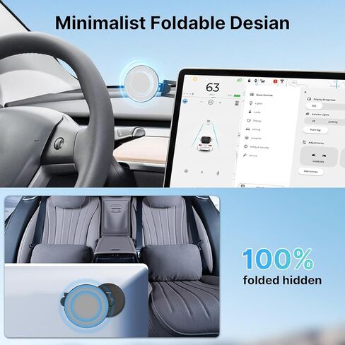 حامل موبايل مغناطيسي قوي من يولانزي، حامل سيارة ماج سيف لسيارة تيسلا موديل 3 موديل Y، حامل موبايل مخفي قابل للطي من الالومنيوم لايفون 14 13 12 برو ماكس بلس ميني وحافظة ماج سيف in Kuwait