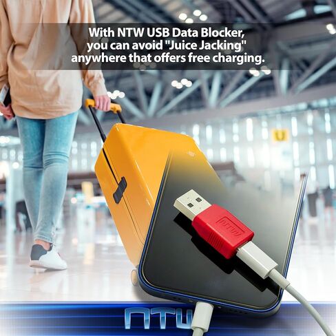 شاحن USB NTW USB-A إلى USB-C لحظر البيانات / محول USB للشحن الآمن، واقي USB لمنع مزامنة البيانات / الحماية من مقبس العصير / محول الشحن فقط - NUSBC-KDL2-RD (2PK) in Kuwait