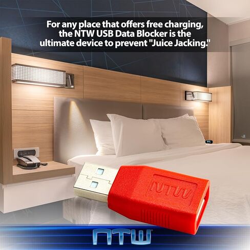 شاحن USB NTW USB-A إلى USB-C لحظر البيانات / محول USB للشحن الآمن، واقي USB لمنع مزامنة البيانات / الحماية من مقبس العصير / محول الشحن فقط - NUSBC-KDL2-RD (2PK) in Kuwait