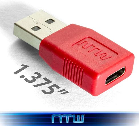 شاحن USB NTW USB-A إلى USB-C لحظر البيانات / محول USB للشحن الآمن، واقي USB لمنع مزامنة البيانات / الحماية من مقبس العصير / محول الشحن فقط - NUSBC-KDL2-RD (2PK) in Kuwait