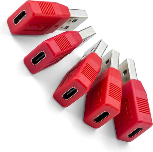 شاحن USB NTW USB-A إلى USB-C لحظر البيانات / محول USB للشحن الآمن، واقي USB لمنع مزامنة البيانات / الحماية من مقبس العصير / محول الشحن فقط - NUSBC-KDL2-RD (2PK) in Kuwait