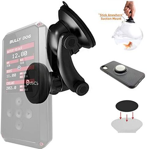 LycoGear Heavy Duty Strong Suction Mount w/N60 Magnetic Cradle Holder for Bully Dog BDX/SCT BDX Pop Auto Engine Tuner Programmer (Also Compatible with Smartphone Socket Holder) in Saudi Arabia