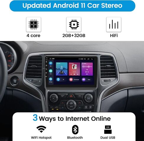 for Jeep Grand Cherokee wk2 2014-2017 Car Stereo with Carplay Android Auto 9 inch Touchscreen 2GB+32GB Android Radio Support GPS WiFi SWC RCA USB Rear Camera Canbus in Saudi Arabia