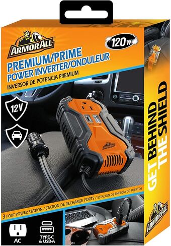 إكسسوارات XTREME DIGITAL LIFESTYLE ACCESSORIES عاكس طاقة ممتاز بقدرة 120 وات مزود بمنفذي USB وUSB-A وUSB-C in Kuwait