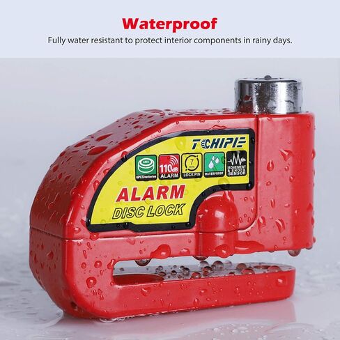 Tchipie قرص الفرامل قفل إنذار دراجة نارية مع صوت إنذار 110 ديسيبل، قفل قرص عجلة الأمان لمنع السرقة لدوار الفرامل 7 مم، شديد التحمل مع كابل تذكير بطول 5 أقدام للدراجات النارية in Kuwait