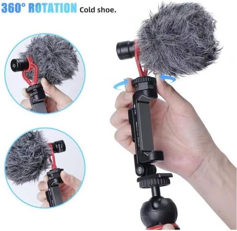 ارناركوك حامل ثلاثي القوائم معدني خفيف الوزن مع حذاء بارد قابل للدوران متوافق مع ايفون 11 و12 و13 برو ماكس وحامل جوال ثلاثي القوائم مع برغي اركا سويس 1/4 انش ومدونات الفيديو in Kuwait