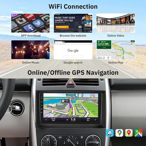 2+32G Android Car Stereo for Mercedes Benz W169 W245 B160 B170 B180 B200 W639 Vito Viano W906 Sprinter with Wireless Carplay Android Auto, 9" Touchscreen Bluetooth Car Radio with HiFi WiFi GPS Camera in Saudi Arabia