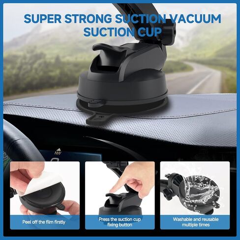 DOKOJU 𝟐𝟎𝟐𝟑 𝐍𝐞𝐰 قاعدة تثبيت على شكل كأس شفط - ذراع مشبك يدور بحرية 360 درجة، وصلة كروية عالمية 0.67 بوصة مع قرص وسادة لاصق لاصق، حامل هاتف السيارة للوحة القيادة/الزجاج الأمامي/نظام تحديد المواقع/الطاولة in Kuwait