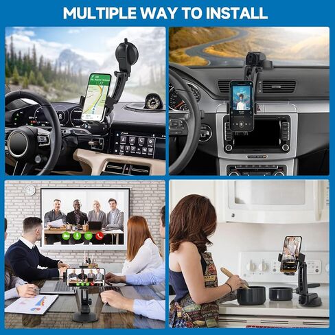 DOKOJU 𝟐𝟎𝟐𝟑 𝐍𝐞𝐰 قاعدة تثبيت على شكل كأس شفط - ذراع مشبك يدور بحرية 360 درجة، وصلة كروية عالمية 0.67 بوصة مع قرص وسادة لاصق لاصق، حامل هاتف السيارة للوحة القيادة/الزجاج الأمامي/نظام تحديد المواقع/الطاولة in Kuwait