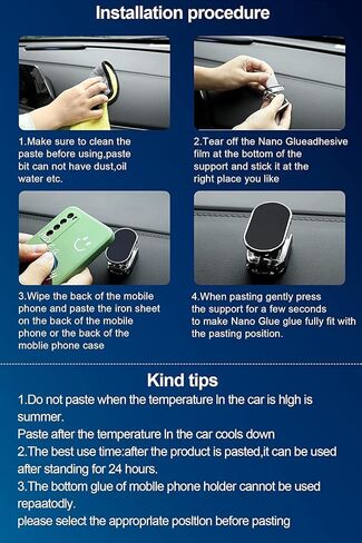 DAFUZ 2 Pack Alloy Folding Magnetic Car Phone Holder,360° Rotation Magnetic Cell Phone Holder for Car, [Super Strong Magnet] for All Smartphone (Black+Silver) in Kuwait