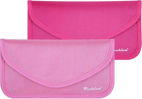 حقيبة حجب الإشارات، Techion 2 Pack RFID Faraday Bag Shield Pouch Box Case Wallet Case للهاتف الخليوي ومفتاح السيارة FOB، حماية الخصوصية، مكافحة القرصنة - الوردي والوردي الساخن in Kuwait