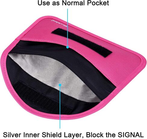 حقيبة حجب الإشارات، Techion 2 Pack RFID Faraday Bag Shield Pouch Box Case Wallet Case للهاتف الخليوي ومفتاح السيارة FOB، حماية الخصوصية، مكافحة القرصنة - الوردي والوردي الساخن in Kuwait