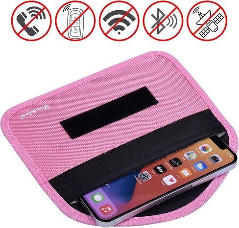 حقيبة حجب الإشارات، Techion 2 Pack RFID Faraday Bag Shield Pouch Box Case Wallet Case للهاتف الخليوي ومفتاح السيارة FOB، حماية الخصوصية، مكافحة القرصنة - الوردي والوردي الساخن in Kuwait