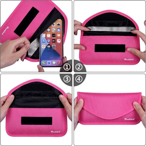 حقيبة حجب الإشارات، Techion 2 Pack RFID Faraday Bag Shield Pouch Box Case Wallet Case للهاتف الخليوي ومفتاح السيارة FOB، حماية الخصوصية، مكافحة القرصنة - الوردي والوردي الساخن in Kuwait