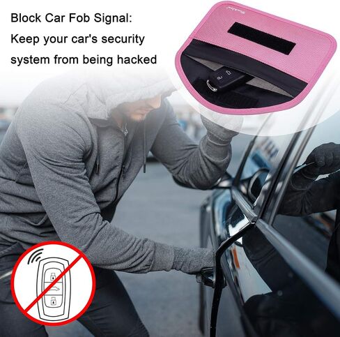 حقيبة حجب الإشارات، Techion 2 Pack RFID Faraday Bag Shield Pouch Box Case Wallet Case للهاتف الخليوي ومفتاح السيارة FOB، حماية الخصوصية، مكافحة القرصنة - الوردي والوردي الساخن in Kuwait