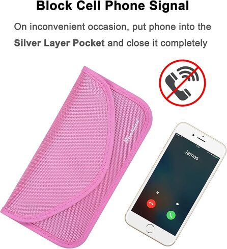 حقيبة حجب الإشارات، Techion 2 Pack RFID Faraday Bag Shield Pouch Box Case Wallet Case للهاتف الخليوي ومفتاح السيارة FOB، حماية الخصوصية، مكافحة القرصنة - الوردي والوردي الساخن in Kuwait