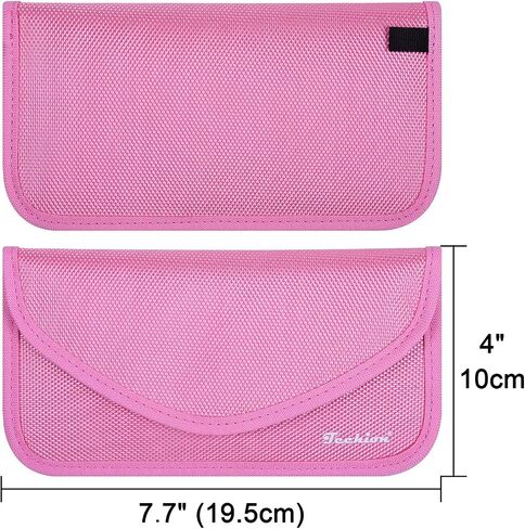 حقيبة حجب الإشارات، Techion 2 Pack RFID Faraday Bag Shield Pouch Box Case Wallet Case للهاتف الخليوي ومفتاح السيارة FOB، حماية الخصوصية، مكافحة القرصنة - الوردي والوردي الساخن in Kuwait