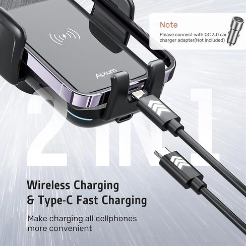 الكسوم حامل شاحن سيارة لاسلكي مع حساس كهرومغناطيسي، 15 واط كيو اي سمارت اوتوماتيك للسيارة شاحن لاسلكي لفتحة التهوية والتابلوه والمزيد in Kuwait