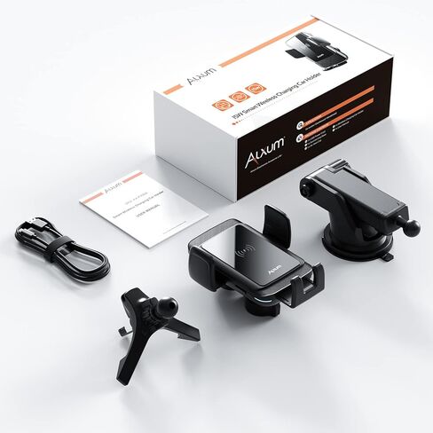 الكسوم حامل شاحن سيارة لاسلكي مع حساس كهرومغناطيسي، 15 واط كيو اي سمارت اوتوماتيك للسيارة شاحن لاسلكي لفتحة التهوية والتابلوه والمزيد in Kuwait