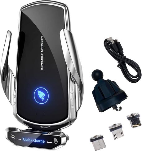 Wireless Car Charger Mount Automotive Electric Induction 15W Fast Charging Auto Clamping Car Phone Holder Mount Wireless Charging Mount Air Vent Phone Holde Compatible with All Android (Black) in Saudi Arabia