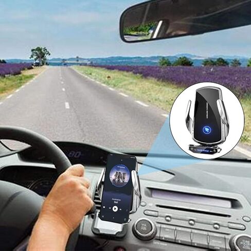 Wireless Car Charger Mount Automotive Electric Induction 15W Fast Charging Auto Clamping Car Phone Holder Mount Wireless Charging Mount Air Vent Phone Holde Compatible with All Android (Black) in Saudi Arabia